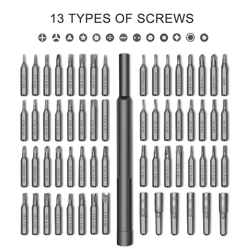 63-in-1 Precision Magnetic Screwdriver Set, Repair Tool Kit for iPhone, Watch, and Camera Electronics