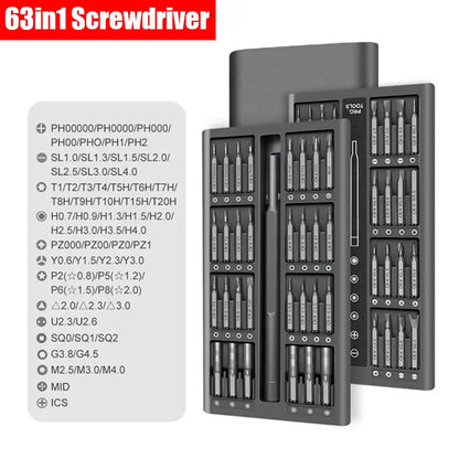 63-in-1 Precision Magnetic Screwdriver Set, Repair Tool Kit for iPhone, Watch, and Camera Electronics